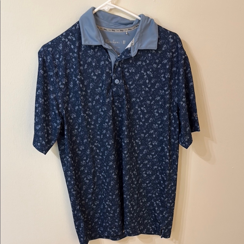 Walter Hagen Blue Patterned Polo Shirt